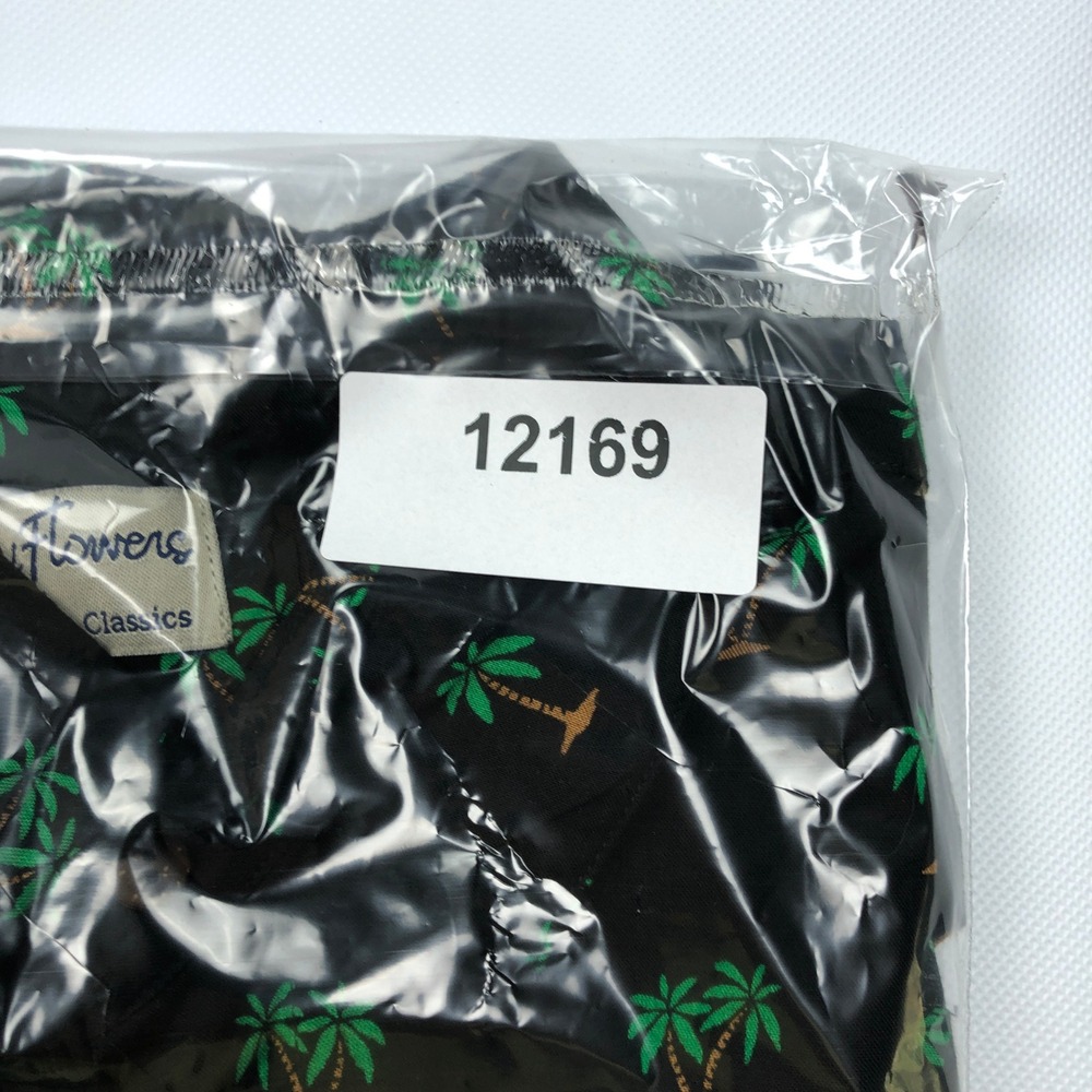 Kenny Flowers Shirt Mens XL Palm Tree Print Rayon Button Up Black - Picture 8 of 8